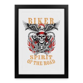 Biker - Spirit of the Road - Affiche encadrée (27 × 37 cm) - noir - Devant
