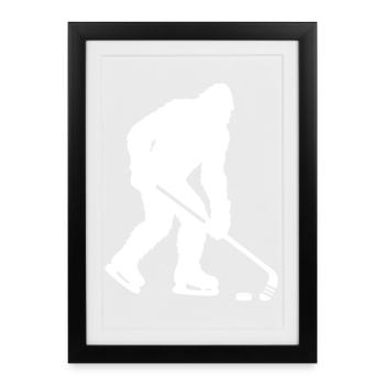 Bigfoot Spielt Eishockey | Bigfoot Hockey - Framed poster (27 × 37 cm) - black - Front