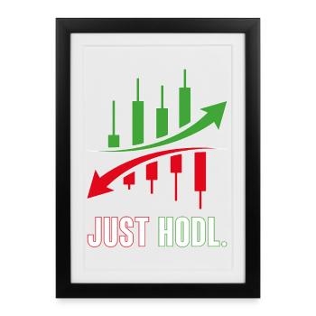 Juste le HODL Trading Actions - Affiche encadrée (27 × 37 cm) - noir - Devant