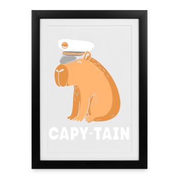 Capybara Capibara - Gerahmtes Poster (27 × 37 cm) - Schwarz - Vorne