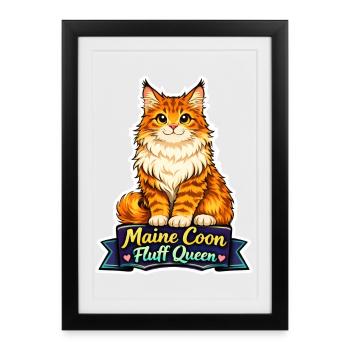 Maine Coon Fluff Queen Cat Design - Framed poster (27 × 37 cm) - black - Front