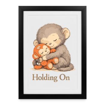 Anxious Monkey Plush Toy Solace - Framed poster (27 × 37 cm) - black - Front