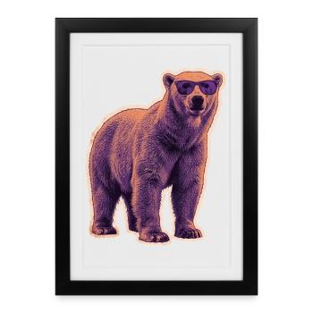 Summer Polar Bear Sunglasses - Framed poster (27 × 37 cm) - black - Front