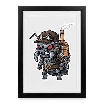Bourdon Empereur Steampunk Sceptre et Or - Affiche encadrée (27 × 37 cm) - noir - Devant