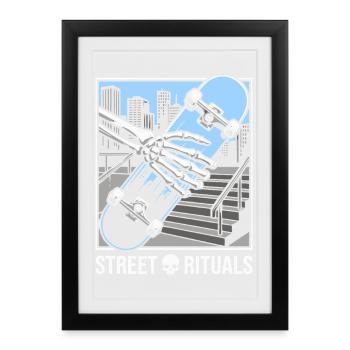 T-shirt, sweat à capuche, sac et casquette de Skater Street Rituals - Affiche encadrée (27 × 37 cm) - noir - Devant