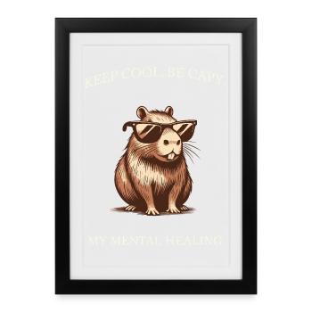 Capybara Keep Cool Be Capy – Minimalist Art - Framed poster (27 × 37 cm) - black - Front