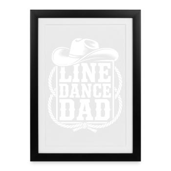 Line Dance Dad Cowboy Design - Gerahmtes Poster (27 × 37 cm) - Schwarz - Vorne