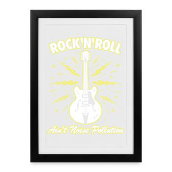 Rock 'N' Roll Ain't Noise Pollution Guitar - Framed poster (27 × 37 cm) - black - Front