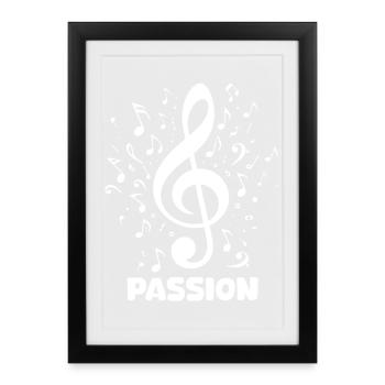 PASSION clef music design - Framed poster (27 × 37 cm) - black - Front
