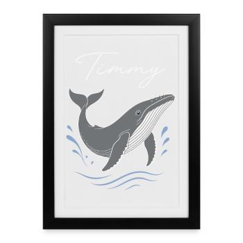 T-shirt Sea Love aquarelle Timmy Whale - Affiche encadrée (27 × 37 cm) - noir - Devant