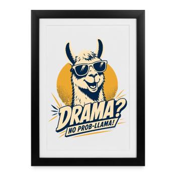 Drame : Humour de Llama - Affiche encadrée (27 × 37 cm) - noir - Devant