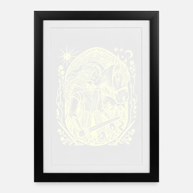 Mondschein Waldzauber Kreis - Gerahmtes Poster (27 × 37 cm) - Schwarz