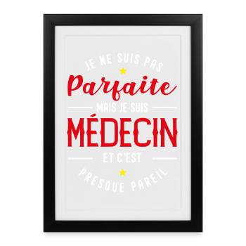 medecin_parfaite_cadeau_maman_mdecin - Affiche encadrée (27 × 37 cm) - noir - Devant