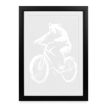 Funny Bicycle Bear Wheel Rider Gift - Framed poster (27 × 37 cm) - black - Front