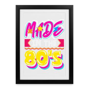 Retour rétro au design vintage des années 80 - Affiche encadrée (27 × 37 cm) - noir - Devant