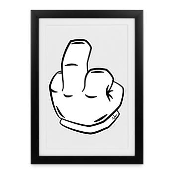 Naughty Middle Finger Line Style - Framed poster (27 × 37 cm) - black - Front