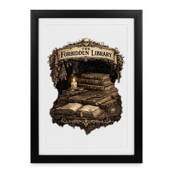 Forbidden Library: Moonlit Tomes - Framed poster (27 × 37 cm) - black - Front