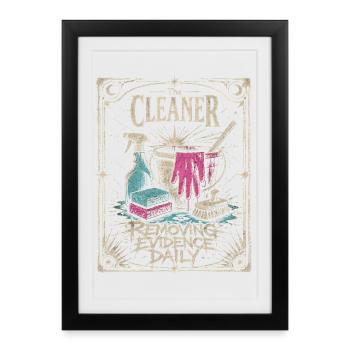Cleaner Retro Mop Bucket - Removing Evidence Daily - Framed poster (27 × 37 cm) - black - Front