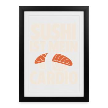 Le sushi est mon cardio kawaii - Affiche encadrée (27 × 37 cm) - noir - Devant