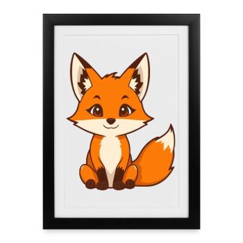 Cute Fox Gift Nature Lover Hiker - Framed poster (27 × 37 cm) - black - Front