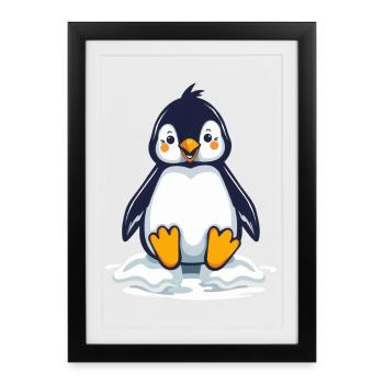 Cadeau Pingouins - Affiche encadrée (27 × 37 cm) - noir - Devant