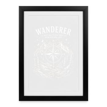 Wanderer Compass Mountain Design - Framed poster (27 × 37 cm) - black - Front