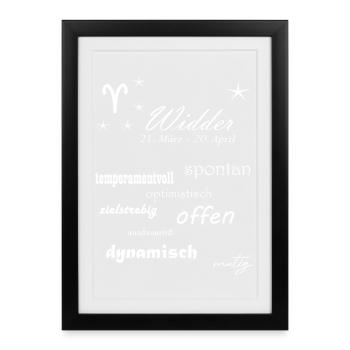 Widder_Sternzeichen - Gerahmtes Poster (27 × 37 cm) - Schwarz - Vorne