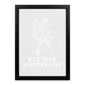 Kleiner Kletteraffe – Klettern Bouldern Kinder  - Gerahmtes Poster (27 × 37 cm) - Schwarz - Vorne