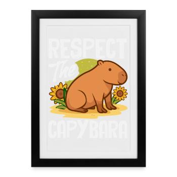 La vie est meilleure avec les capybaras - Mignon rongeur - Affiche encadrée (27 × 37 cm) - noir - Devant