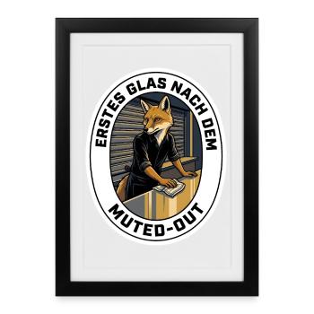 Barkeeper Fuchs Feierabend Gastronomie Geschenk - Gerahmtes Poster (27 × 37 cm) - Schwarz - Vorne