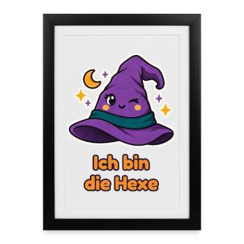 Ich bin die Hexe – Partnershirt mit Hexenhut - Gerahmtes Poster (27 × 37 cm) - Schwarz - Vorne