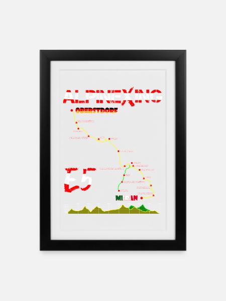 E5 Oberstdorf Meran - Gerahmtes Poster (27 × 37 cm) - Schwarz