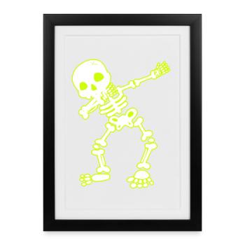 Halloween Dab Dance Skeleton I Dabbender spirit - Framed poster (27 × 37 cm) - black - Front