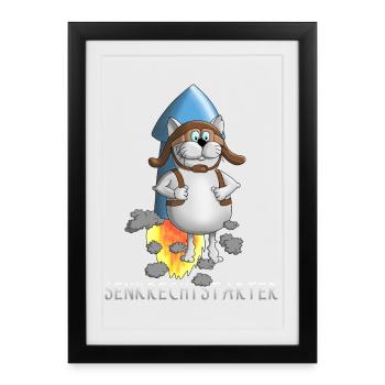 Funny rocket - décollage - décollage - Affiche encadrée (27 × 37 cm) - noir - Devant