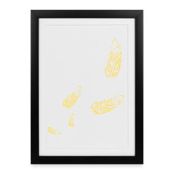 Plumes - Symbole / or - Affiche encadrée (27 × 37 cm) - noir - Devant