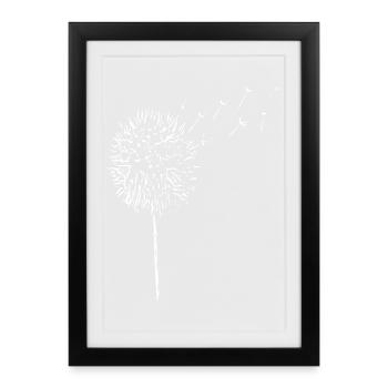 Pusteblume im Wind Silhouette - Gerahmtes Poster (27 × 37 cm) - Schwarz - Vorne