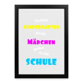 Einschulung Maedchen - Gerahmtes Poster (27 × 37 cm) - Schwarz - Vorne