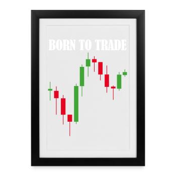 Né pour trader trading à la Bourse - Affiche encadrée (27 × 37 cm) - noir - Devant