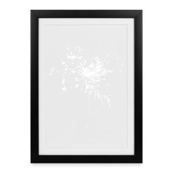 Fleur abstrait / Ligne / Motif / Tendance / blanc - Affiche encadrée (27 × 37 cm) - noir - Devant
