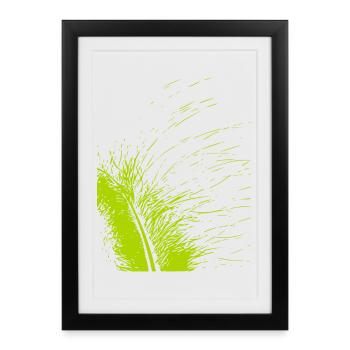 Plume abstraite / ligne / vert / motif - Affiche encadrée (27 × 37 cm) - noir - Devant