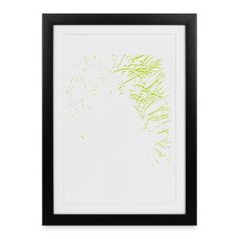 Dessin abstrait / ligne / vert / motif / nature - Affiche encadrée (27 × 37 cm) - noir - Devant