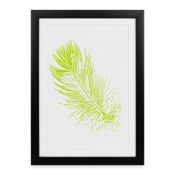 Abstract feather / line / green / pattern - Framed poster (27 × 37 cm) - black - Front