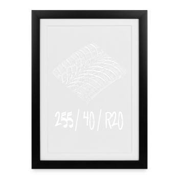 Pneus de voiture / voiture / tuning / sport automobile / blanc - Affiche encadrée (27 × 37 cm) - noir - Devant
