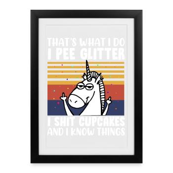 Licorne disant drôle - Affiche encadrée (27 × 37 cm) - noir - Devant