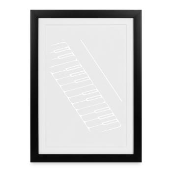 Clavier abstrait / ligne / blanc / motif musique - Affiche encadrée (27 × 37 cm) - noir - Devant