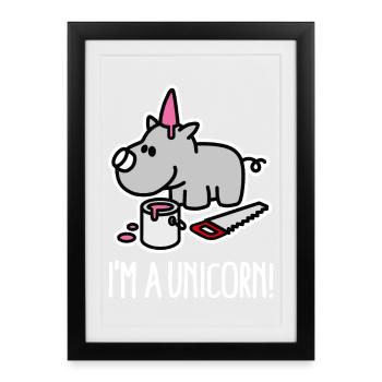 I'm a unicorn rhino funny chubby BBW Plus Size - Framed poster (27 × 37 cm) - black - Front