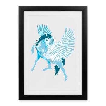 Pégase Cheval ailé de la mythologie grecque - Affiche encadrée (27 × 37 cm) - noir - Devant