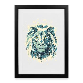 Lion - Lion's Head - Wildcat Safari - Framed poster (27 × 37 cm) - black - Front
