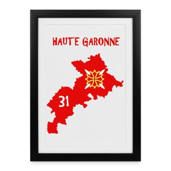 Haute Garonne - Affiche encadrée (27 × 37 cm) - noir - Devant