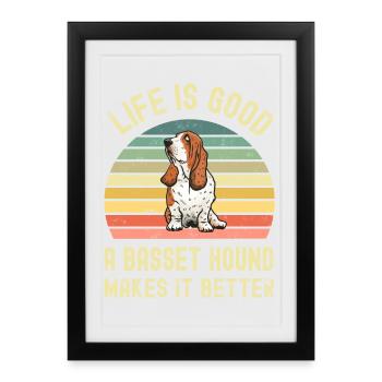 Chien Basset Hound - Affiche encadrée (27 × 37 cm) - noir - Devant